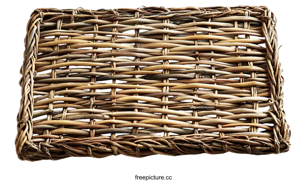 [Transparent Background PNG]Handmade Rectangular Wicker Tray