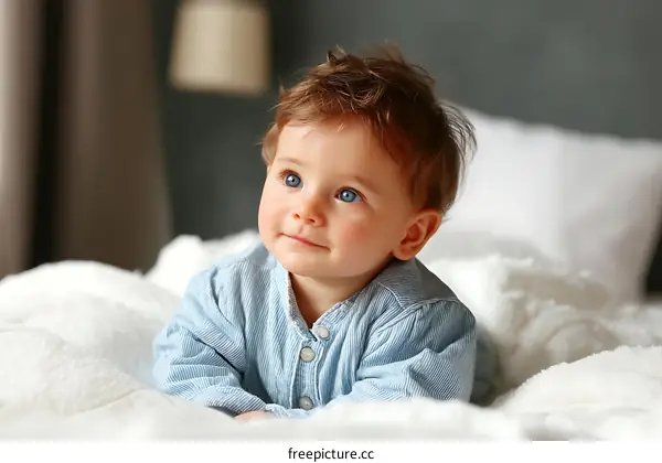 Adorable Baby Girl Lying on a Bed