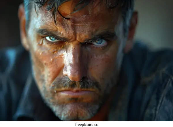 Close Up Portrait of a Determined Man