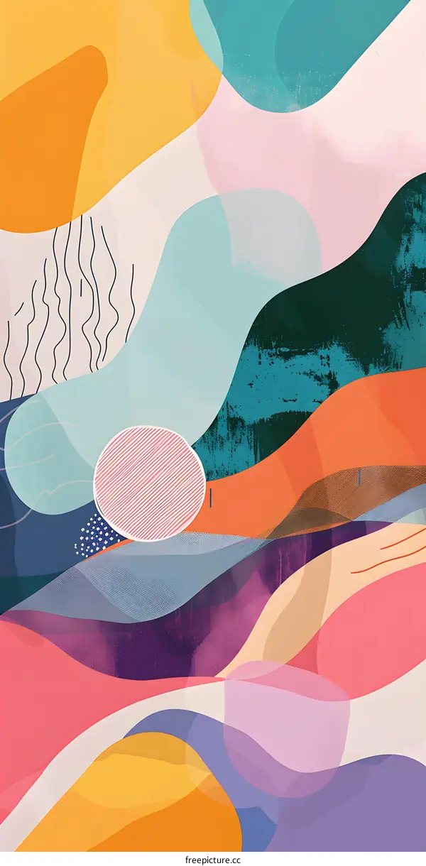 Abstract Art With Organic Shapes And Bright Colors