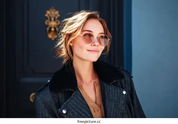 Stylish Woman Outdoors in Trendy Jacket