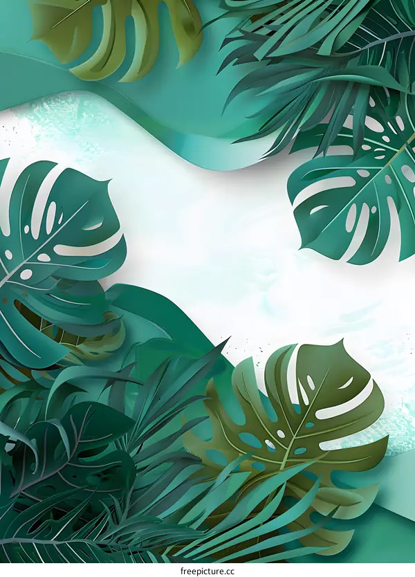 Tropical Leaves Background Green Colors