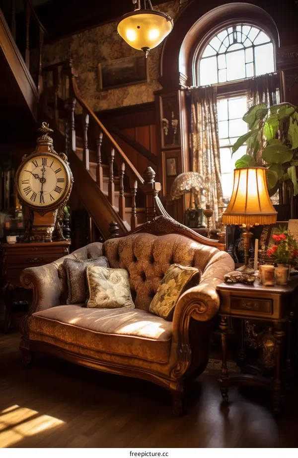ornate living room with vintage furniture