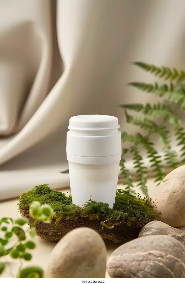 White Ceramic Cup With Lid on Moss Bed
