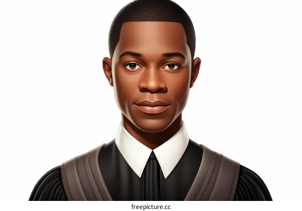 A young African-American man in a graduation gown