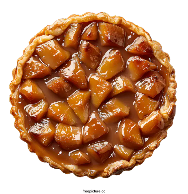 [Transparent Background PNG]Apple pie overhead view on white background