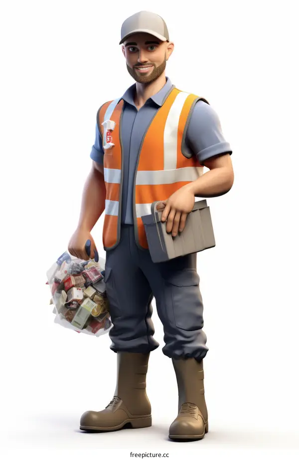 Waste collector with a full garbage bag