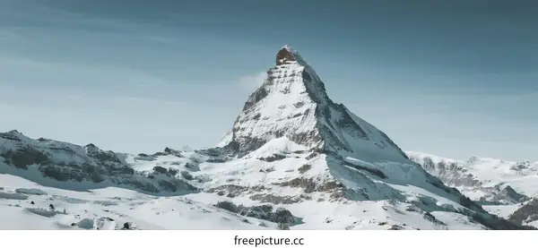 Matterhorn Peak Covered in Snow Under Clear Blue Sky