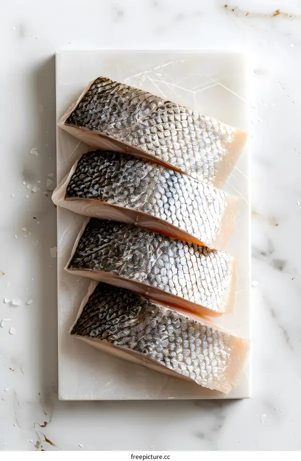 Fresh Fish Fillets on Marble