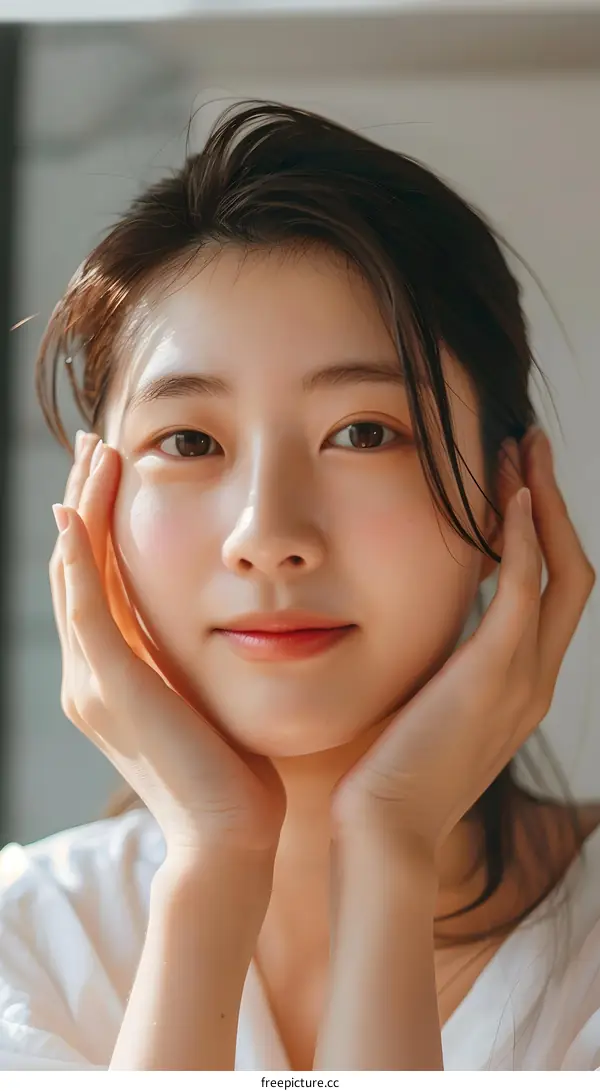 Portrait of a Young Asian Woman with Natural Makeup