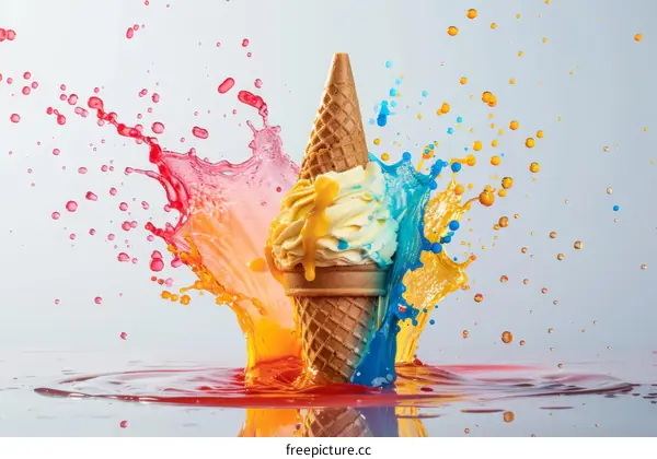 Colorful Ice Cream Cone Splash