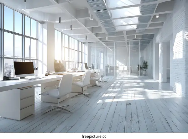 Modern White Open-Plan Office Space