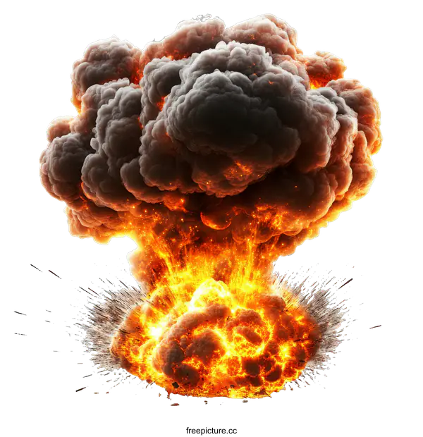 [Transparent Background PNG]Explosive Burst of Fire and Smoke