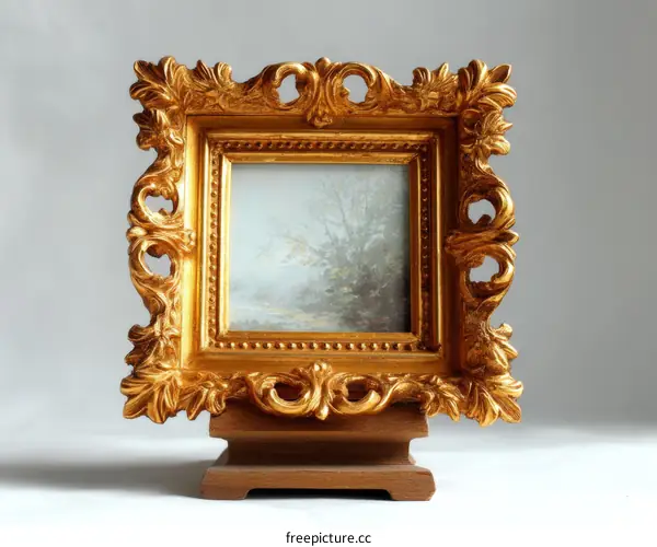 Ornate Gold Picture Frame with Landscape Art