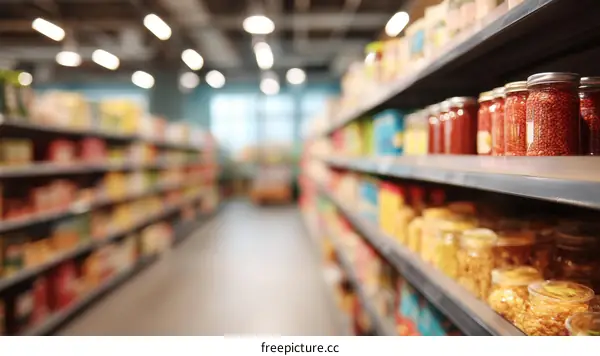 Grocery Store Aisles Filled with Food Products