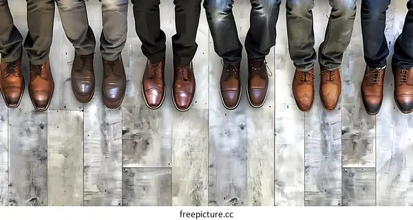 Brown Leather Shoes on Wooden Floor
