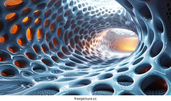 Abstract Organic Tunnel in Blue and Orange