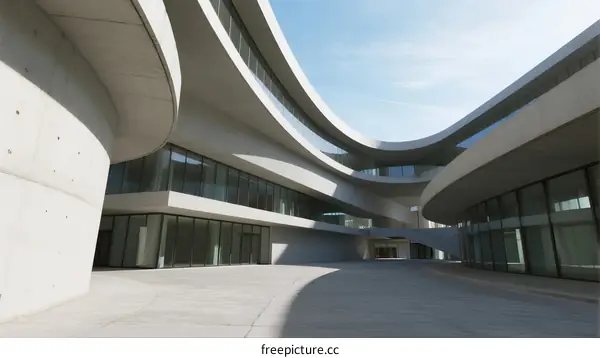 Modern Architectural Design with Curved Concrete Structures
