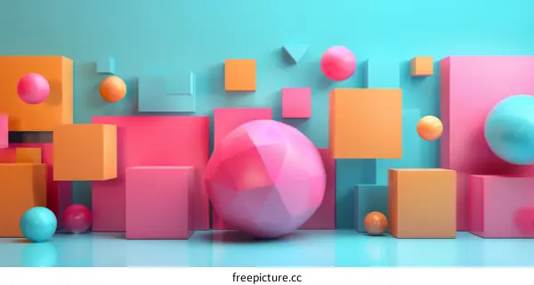 Pink and Blue Playful 3D Shapes