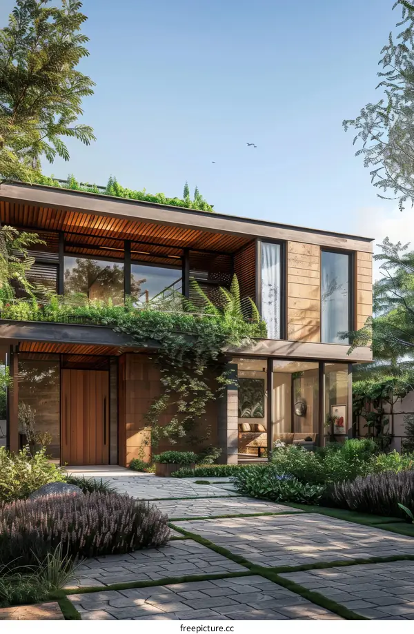 Nature's Embrace: Modern Home with Lush Garden Oasis