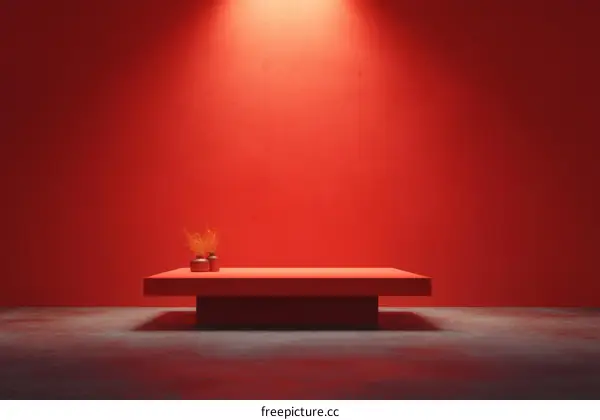 Minimalist Red Display Stand Scene Illustration