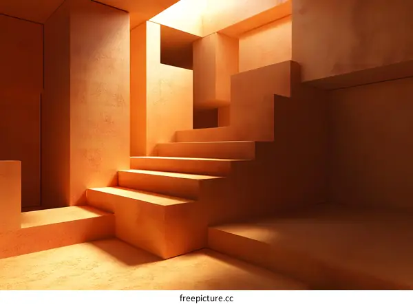 Abstract Orange Minimalist Staircase Design