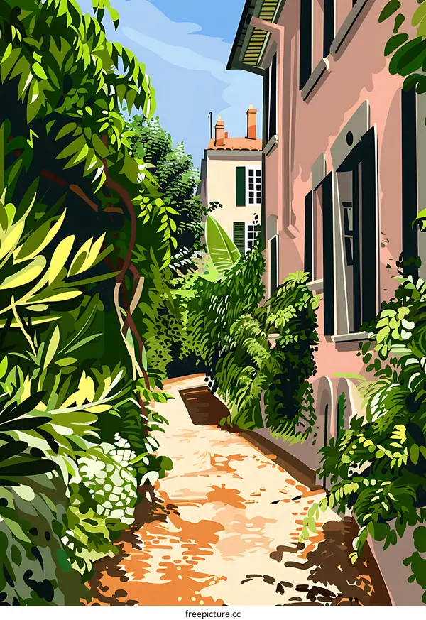 Green Pathway in an Italian Garden