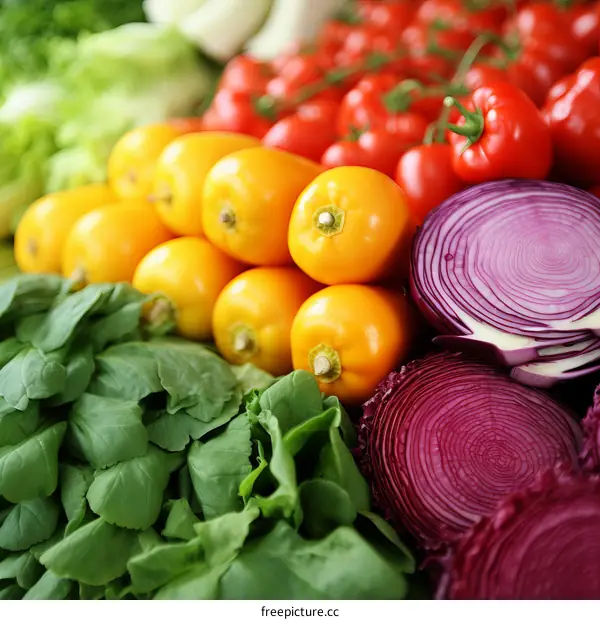 Varieties of fresh vegetables and fruits