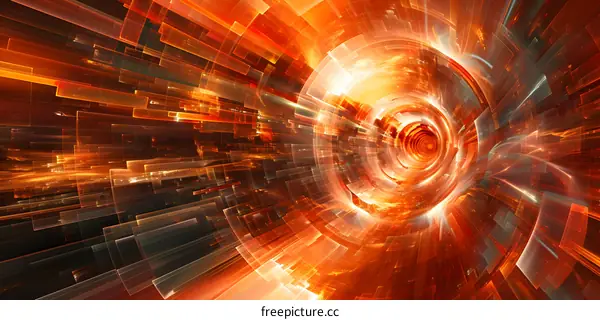 Orange fractal illustration with a glowing light in the center