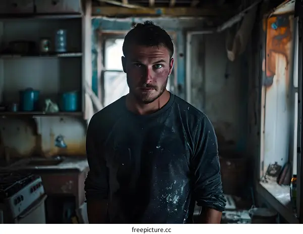 Portrait of a man in a dark room