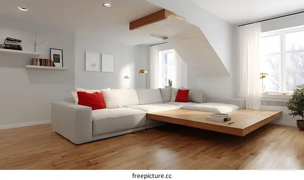 Modern Minimalist Elevated Living Room