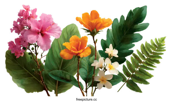 [Transparent Background PNG]Beautiful Tropical Flower Bouquet Illustration