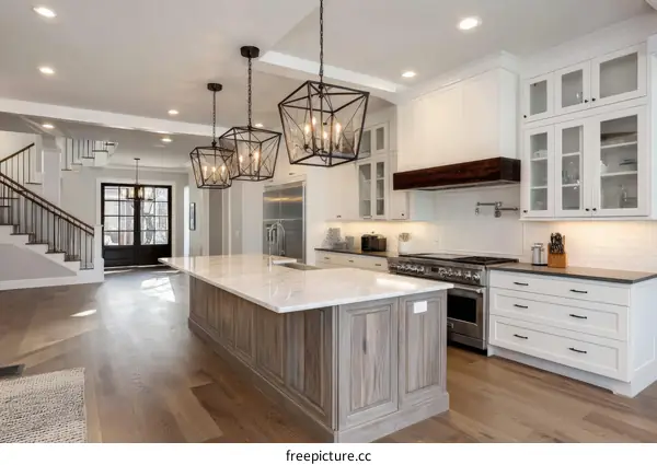 Modern Farmhouse Kitchen with Island and Open Concept