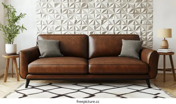 Modern Rustic Living Room Leather Sofa