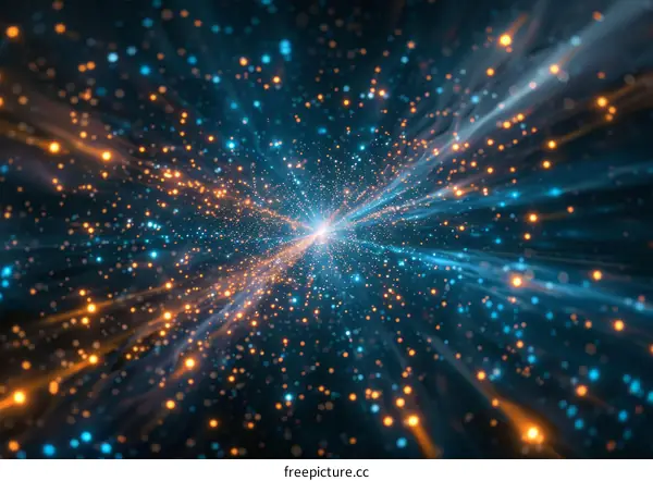 Glowing Particles Create a Tunnel of Blue and Orange Light