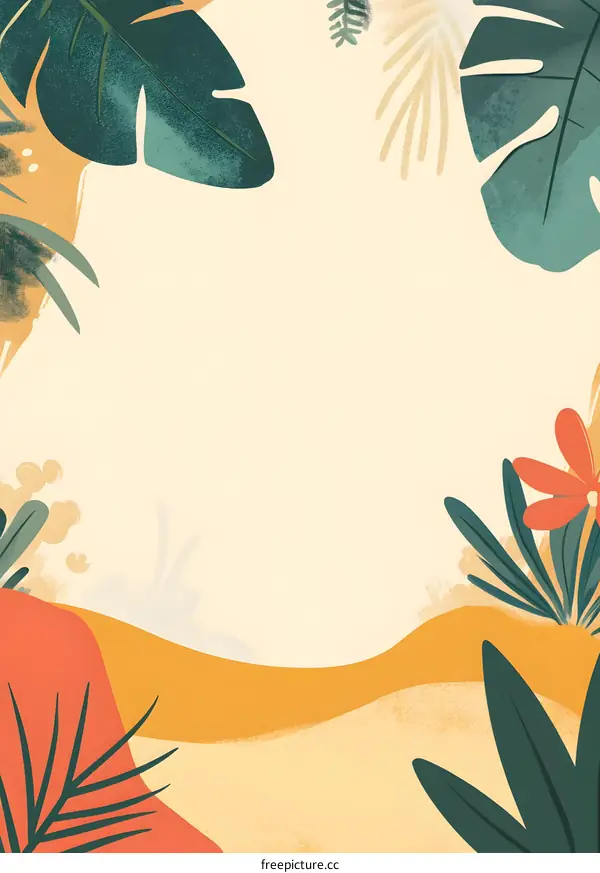 Tropical Floral Background Design with White Space