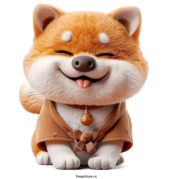 [Transparent Background PNG]Cute Shiba Inu Dog Sitting Down