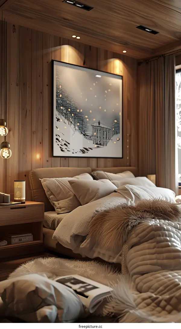 Cozy Mountain Cabin Bedroom Interior Design