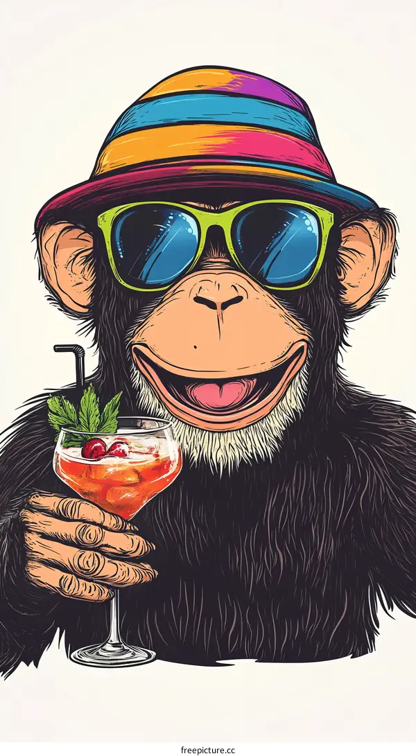 Cool Monkey with a Cocktail