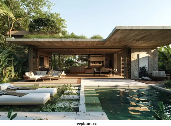 Modern Tropical House with Pool & Garden Oasis