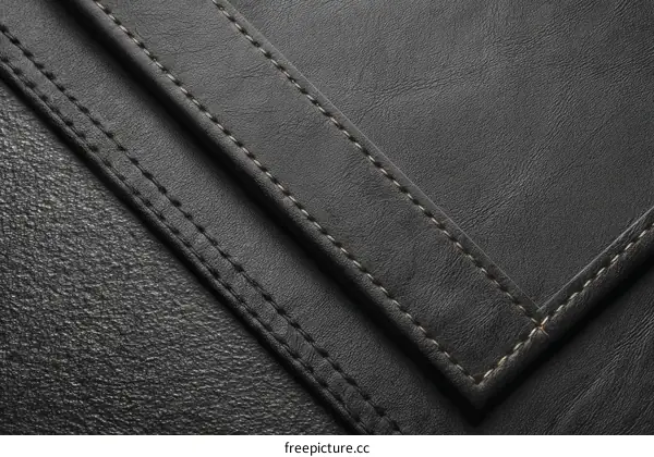 Closeup View of Black Leather Stitching Detail