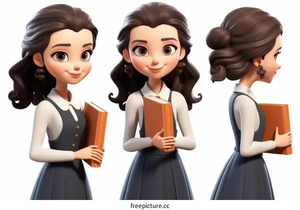 3D illustration of a young woman