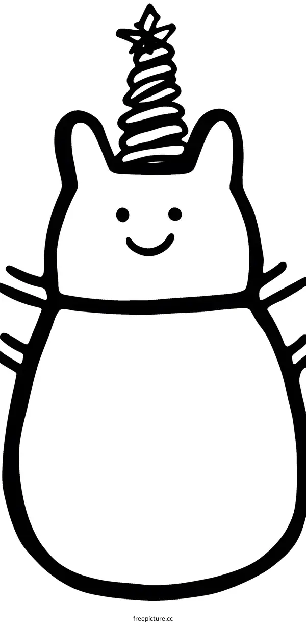 Cute Cartoon Illustration Of A Fat Cat With A Star On Its Head