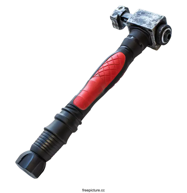 [Transparent Background PNG]Red and Black Hammer Tool with a White Background