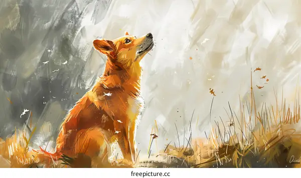 Golden Retriever Gazing at the Sky