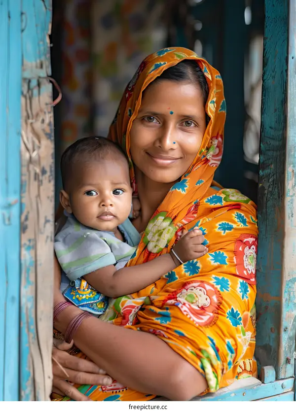 Mother and Child in a Traditional Setting