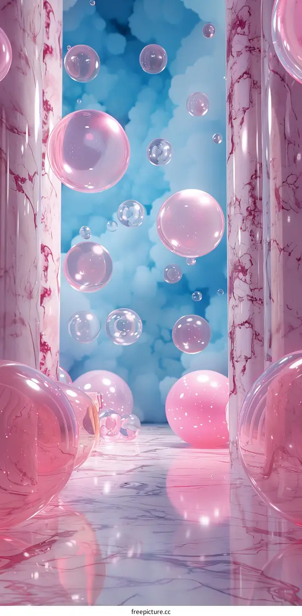 Pink Bubble Room Interior Design Illustration
