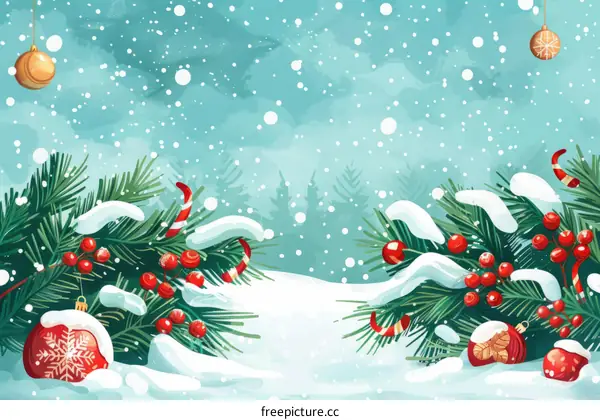 Winter Wonderland: Snowy Christmas Landscape with Pine Trees