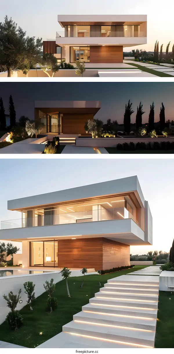 Modern Architecture House With Minimalist Design And Exterior Lighting