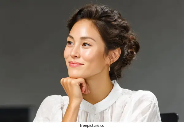 Asian Woman Portrait with Thoughtful Expression